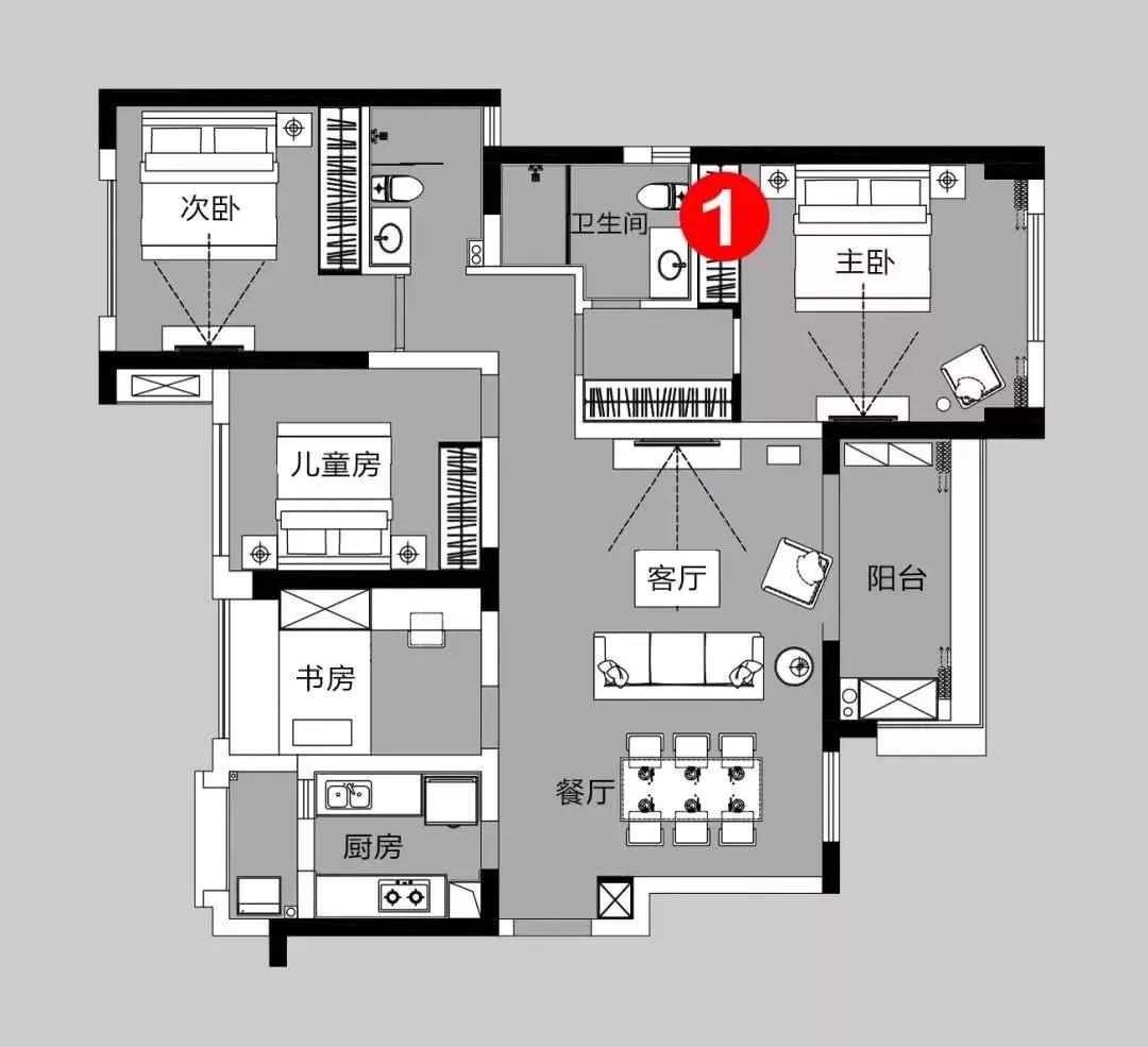 120㎡現代美式風格裝修設計案例